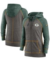 Nike Women's Heathered Charcoal, Navy Chicago Bears Gym Vintage-Like Raglan Full-Zip Hoodie