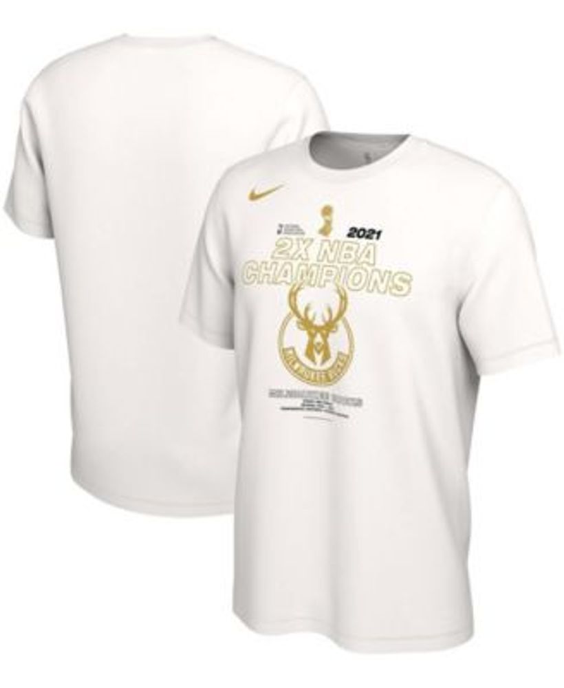 Nike Men's White Milwaukee Bucks 2021 NBA Finals Champions Celebration Trophy T-Shirt - White