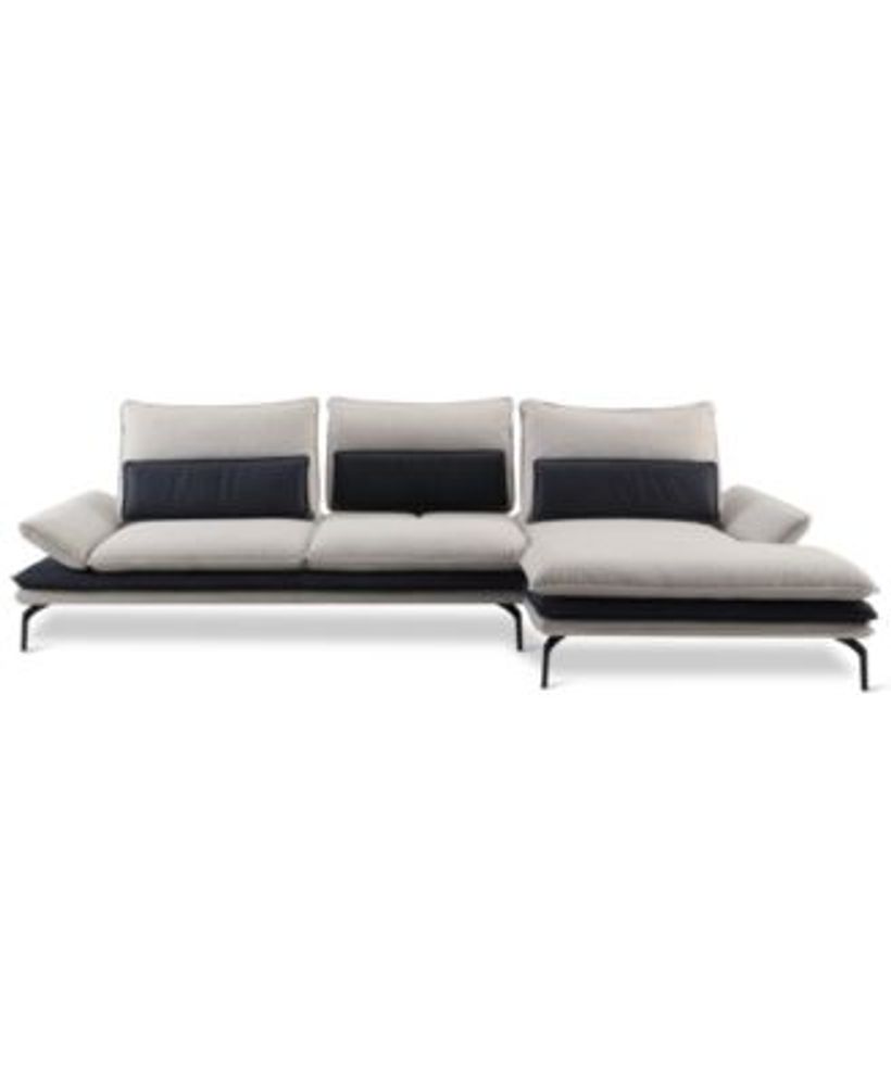 Evanora 2-Pc. Fabric & Leather Sectional, Created for Macy's