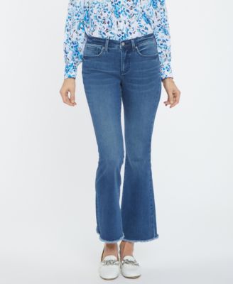 Petite Ava Flared Ankle Jeans with Frayed Hems