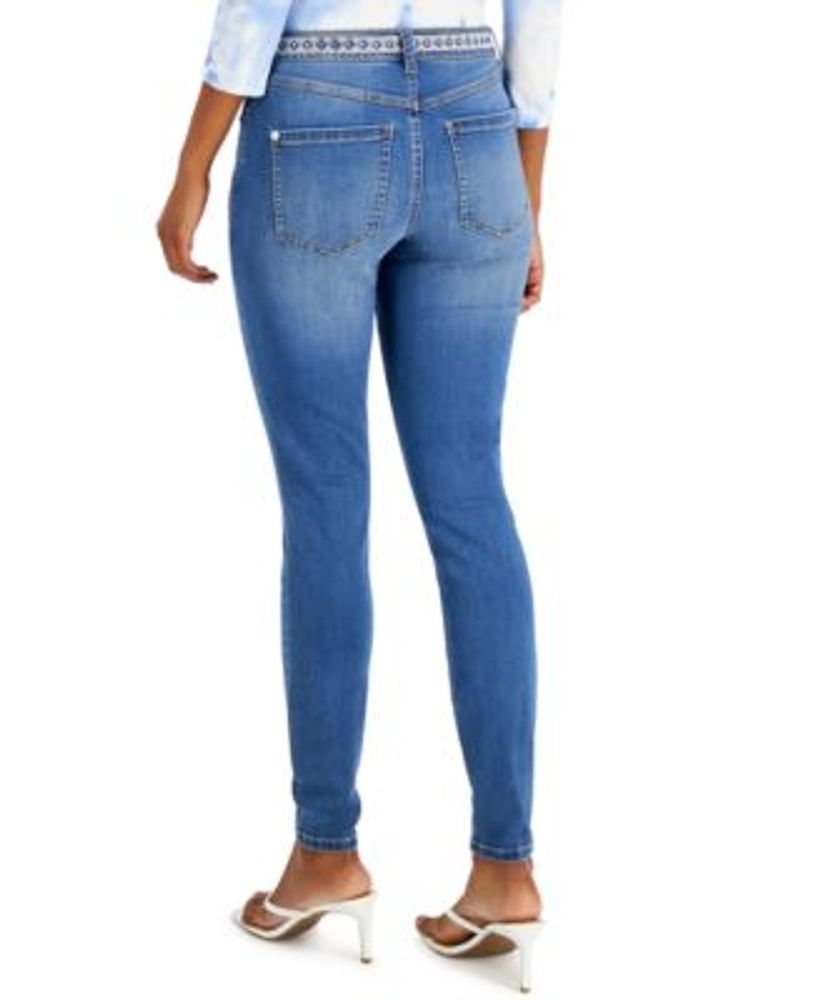Women's Mid Rise Embellished Skinny Jeans, Created for Macy's