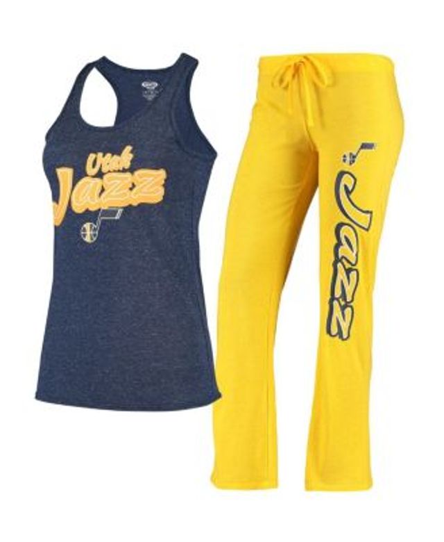 Women's Concepts Sport Gold/Navy Utah Jazz Long Sleeve T-Shirt and Shorts  Sleep Set