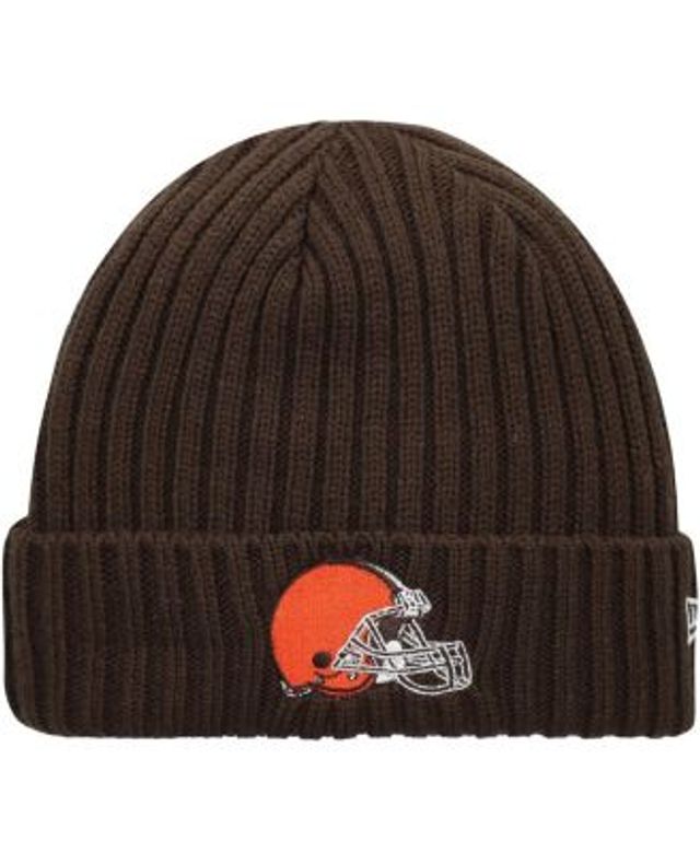 Youth Brown Cleveland Browns Jacquard Cuffed Knit Hat with Pom