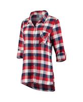 New England Patriots Concepts Sport Women's Plus Size Breakout Flannel Nightshirt - Navy/Red