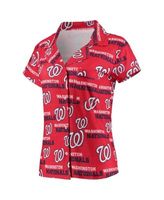 Women's Concepts Sport Navy Boston Red Sox Zest Allover Print Button-Up  Shirt & Shorts Sleep Set