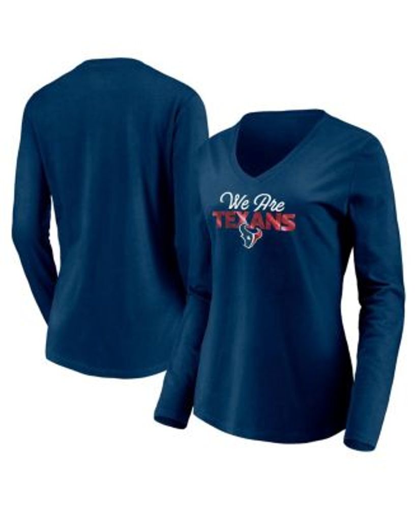 Women's New Era Navy/White Houston Texans Athletic Varsity Lace-Up Long Sleeve T-Shirt Size: Small