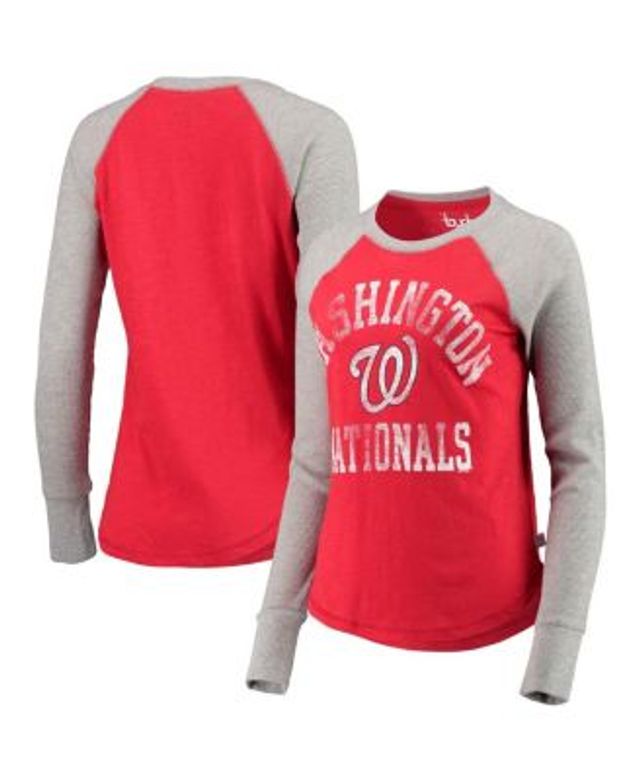 Women's WEAR by Erin Andrews Red Philadelphia Phillies Waffle Henley Long  Sleeve T-Shirt