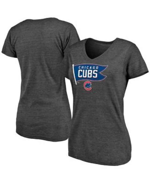 FANATICS Women's Fanatics Branded Heathered Royal Chicago Cubs Wordmark V- Neck Tri-Blend T-Shirt