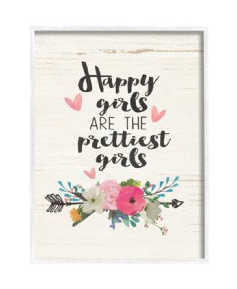 Happy Girls Prettiest White Framed Giclee Texturized Art, 24" x 30"