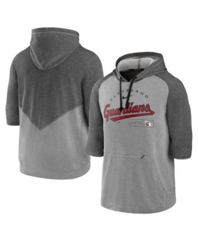 Men's Nike Heather Gray/Heather Black Las Vegas Raiders Raglan 3/4-Sleeve Pullover Hoodie Size: Small