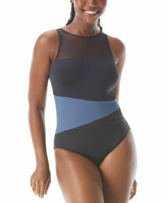 Tummy-Control Contrast One-Piece Swimsuit