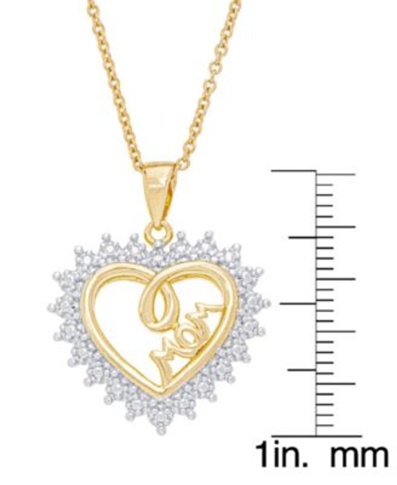 Women's Diamond Accent 'Mom' Heart Pendant Necklace