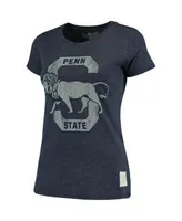 Boxercraft Penn State Nittany Lions Women's Cropped Retro Jersey Long Sleeve T-Shirt - Navy/Heathered Gray