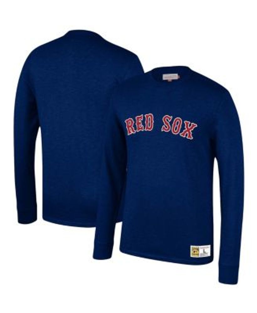 Men's Nike Red/Navy Boston Red Sox Cooperstown Collection Rewind Splitter  Slub Long Sleeve T-Shirt