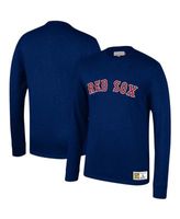 Mitchell & Ness Navy Boston Red Sox Cooperstown Collection Wordmark Slub Long Sleeve T-Shirt