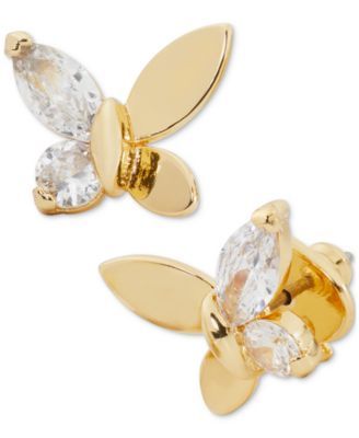 Gold-Tone Cubic Zirconia Butterfly Stud Earrings