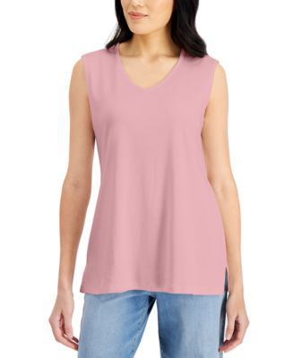 V-Neck Cotton Tunic Tank Top, Created for Macy's