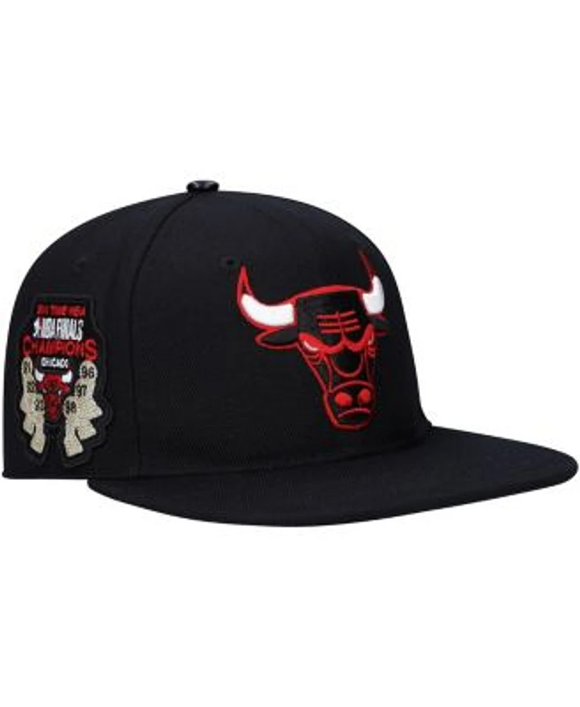 Mitchell & Ness Chicago Bulls Snapback Hat Adjustable Cap -  Black/Red/White/Side Patches