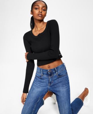 Calvin Klein Jeans Women's Ribbed Henley Cropped Top | Mall of America®
