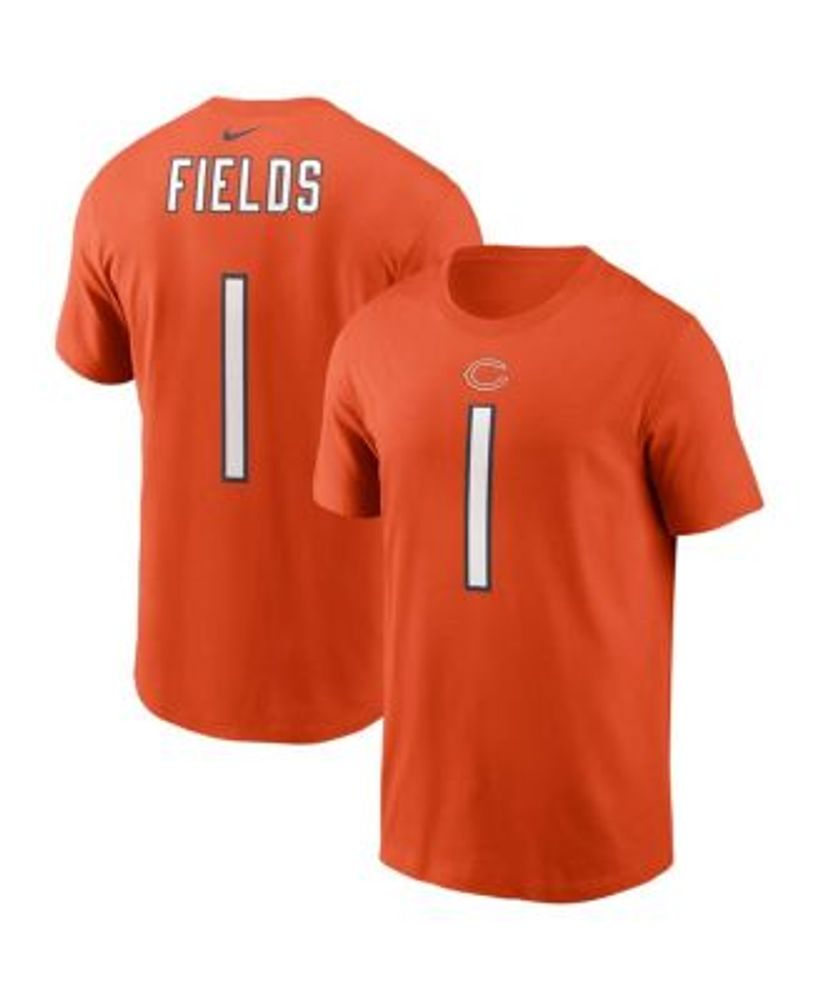 Nike Men's Justin Fields Orange Chicago Bears Player Name Number T-shirt