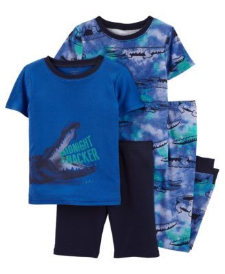 Little Boys 4-Piece Alligator Snug Fit T-shirt, Shorts and Pajama Set