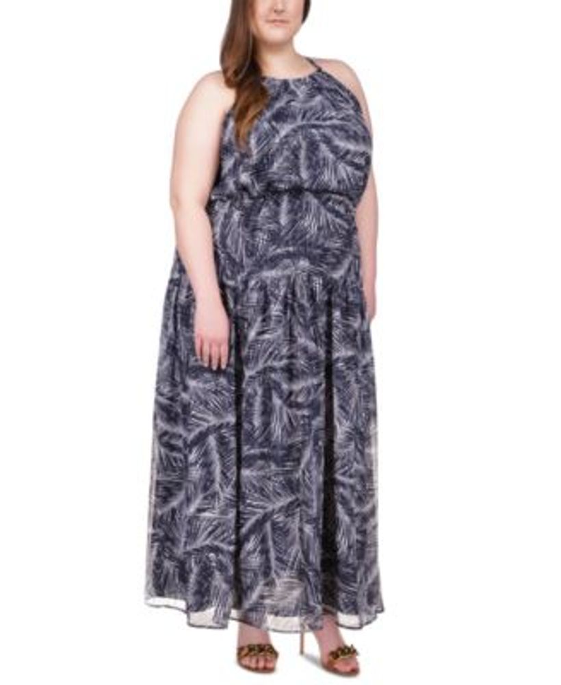 Michael Kors Plus Palm-Print Maxi Dress | Connecticut Post Mall