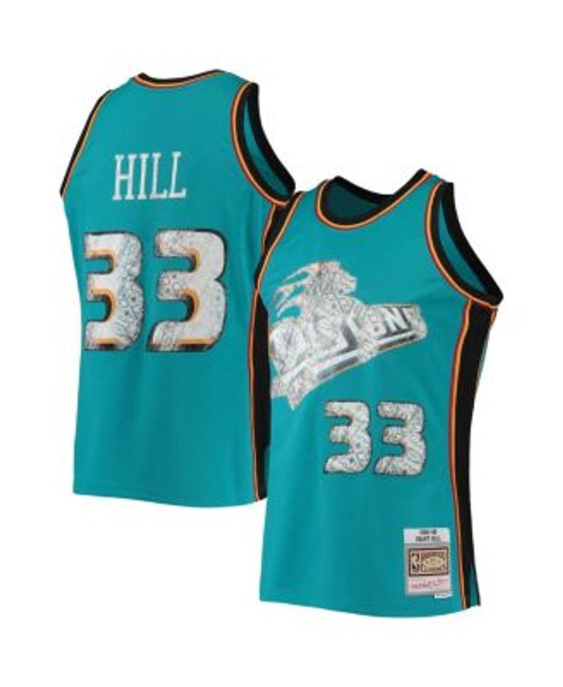Men's Mitchell & Ness Grant Hill Red/Teal Detroit Pistons Hardwood Classics Tie-Dye Name & Number Tank Top