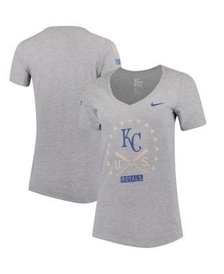 Kansas City Royals Nike Women's Armed Forces Tri-Blend V-Neck T-Shirt -  Heather Gray