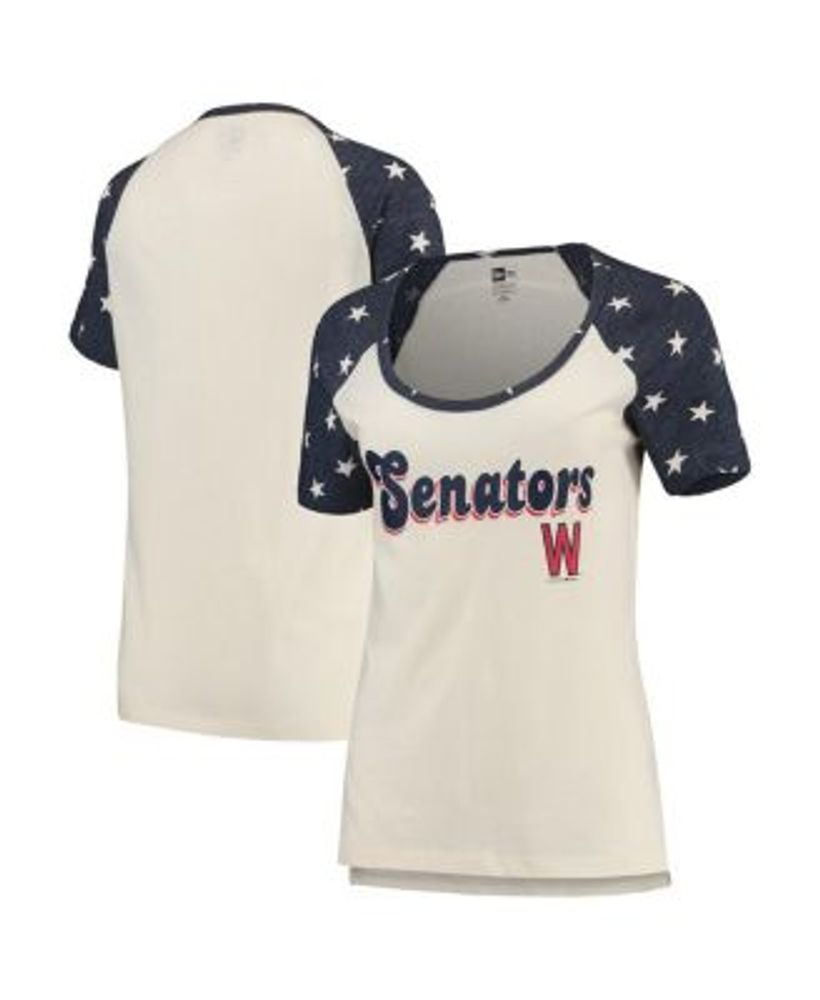 New Era Women's Cream, Navy Washington Nationals Baby Jersey Star Raglan  T-shirt