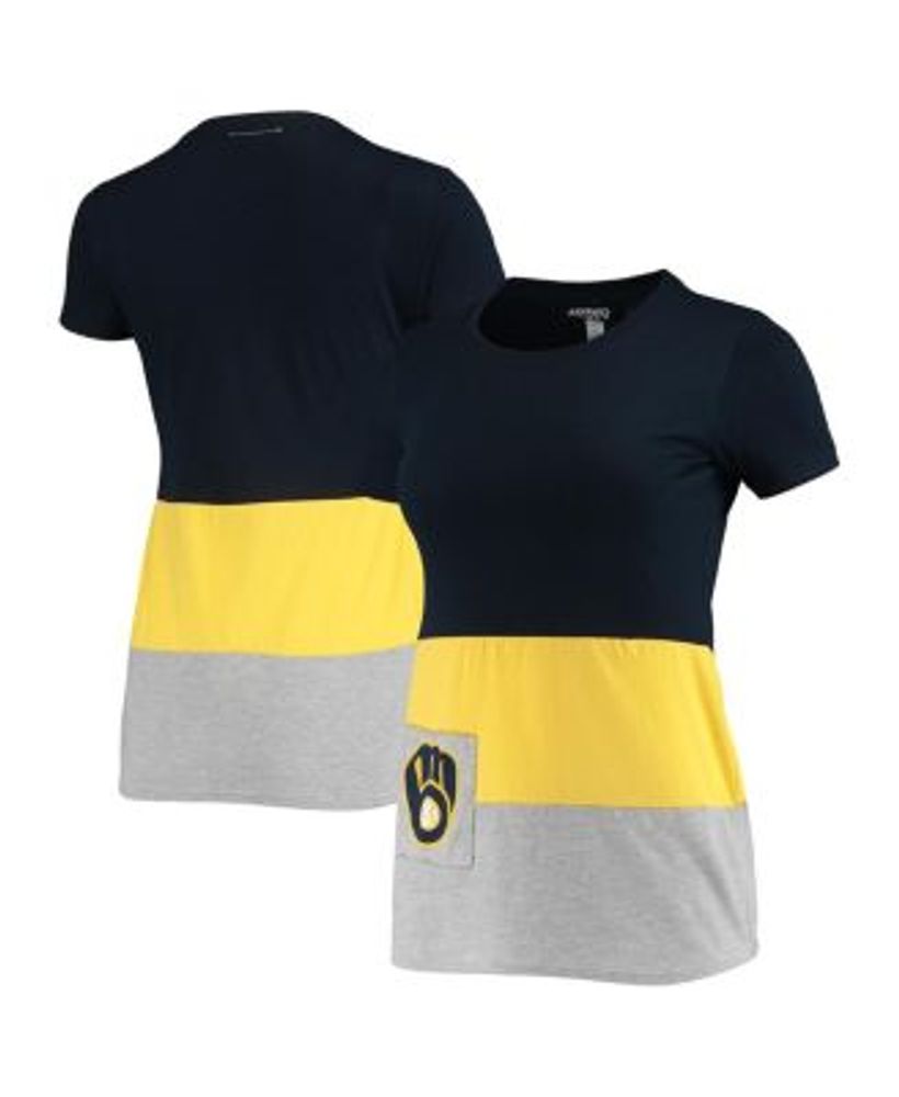 Profile Women's White, Navy Milwaukee Brewers Plus Colorblock T