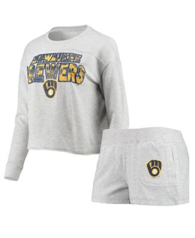 Milwaukee Brewers Concepts Sport Women's Reel Pinstripe Tank Top & Shorts  Sleep Set - White