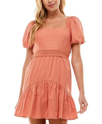 Juniors' Cotton Lace-Trimmed Dress