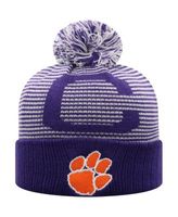 Lids Clemson Tigers Top of the World Youth Line Up Cuffed Knit Hat with Pom  - Purple