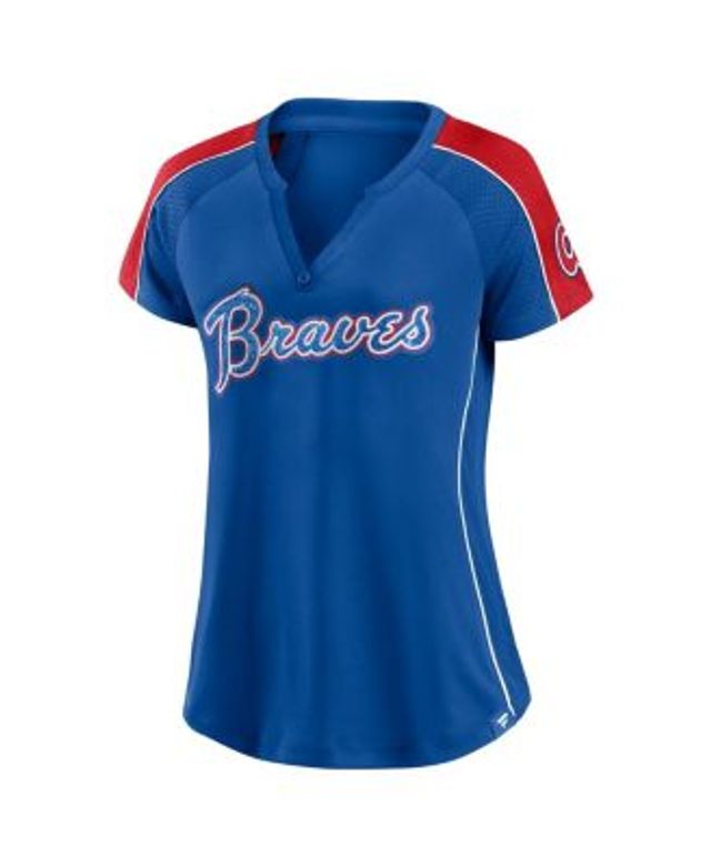 Women's Fanatics Branded White/Navy Atlanta Braves Plus Size Iconic  Pinstripe Raglan T-Shirt