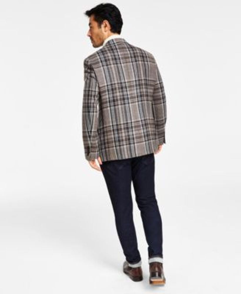 Men's Classic-Fit Ultraflex Stretch Plaid Wool Blazer