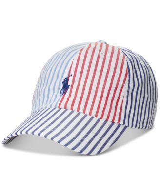 Men's Striped Color-Blocked Ball Cap