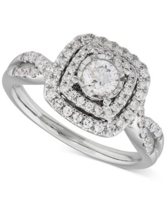 Diamond Double Halo Engagement Ring (3/4 ct. t.w.) in 10k White Gold