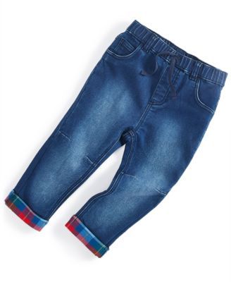 Baby Boys True Blue Flannel Cuff Jeans, Created for Macy's