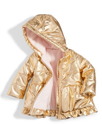 Baby Girls Metallic Puffer Coat, Created for Macy's