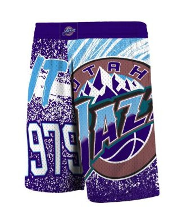 Utah Jazz Mitchell & Ness Youth Hardwood Classics Jumbotron Shorts - Purple