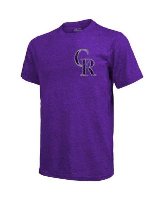 Women's Majestic Threads Purple Colorado Rockies Team Baseball  Three-Quarter Raglan Sleeve Tri-Blend T-Shirt