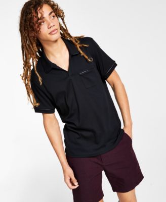 I.N.C. International Concepts® Men's Regular-Fit Pocket Polo Shirt with Faux-Leather Trim, Created for Macy's