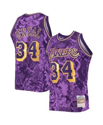 Men's Mitchell & Ness Shaquille O'Neal Purple Los Angeles Lakers Hardwood Classics 1996/97 Lunar New Year Swingman Jersey Size: Small