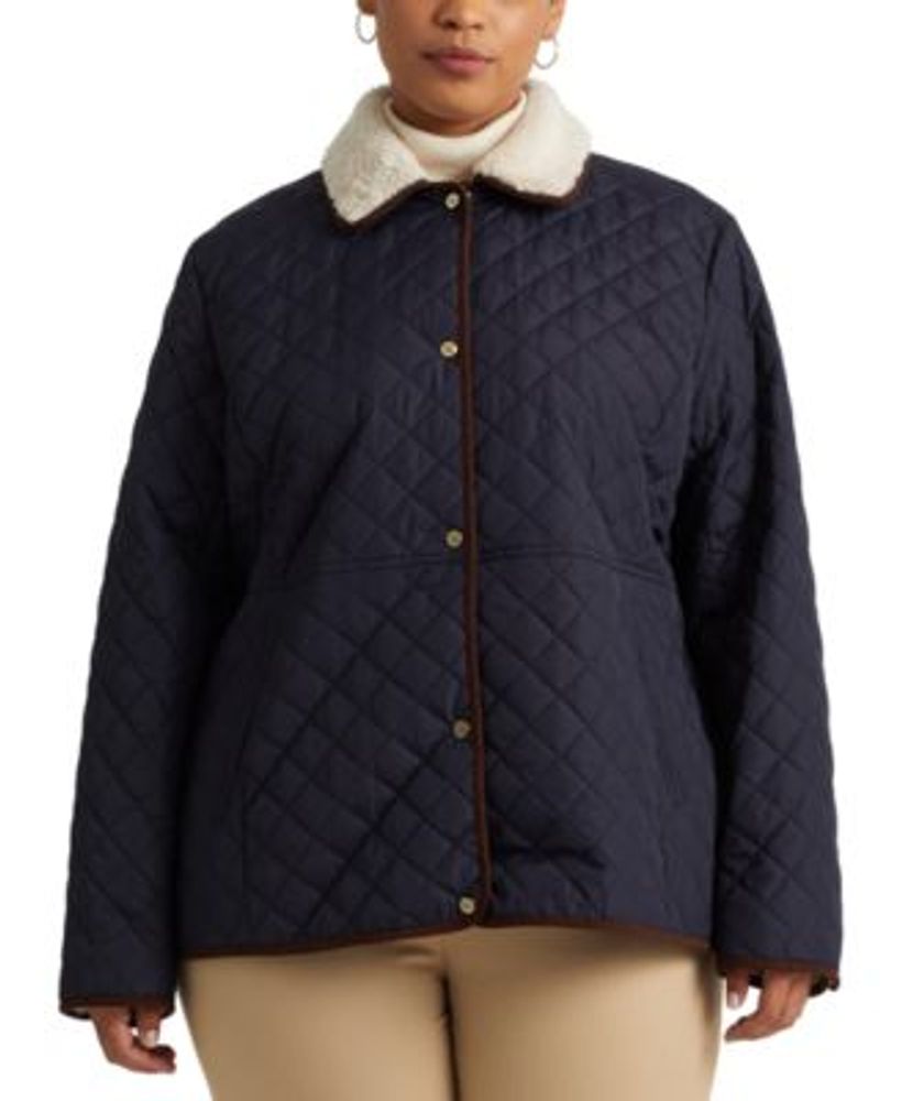 Lauren Ralph Lauren Women's Plus Faux-Sherpa-Collar Quilted Coat, Created  for Macy's | Fairlane Town Center