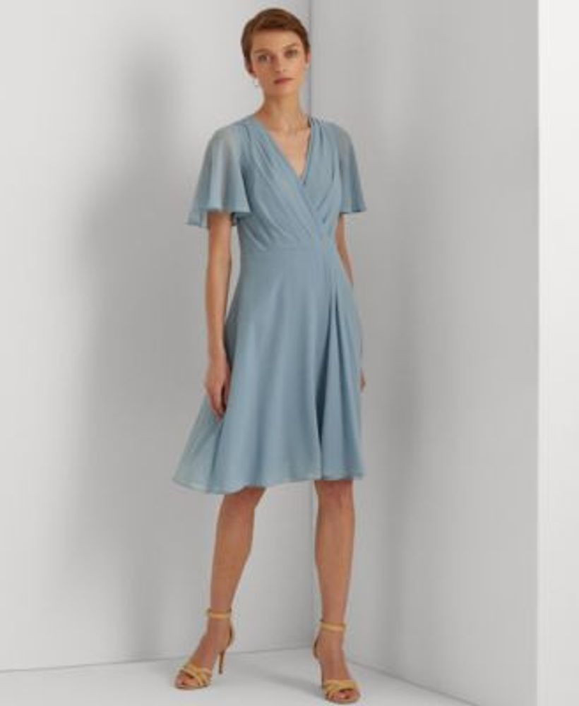 Lauren Ralph Lauren Flutter-Sleeve Georgette Dress | Hawthorn Mall