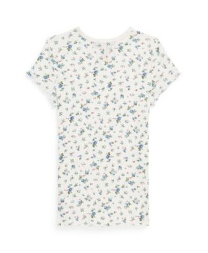 Floral Pointelle-Knit T-Shirt