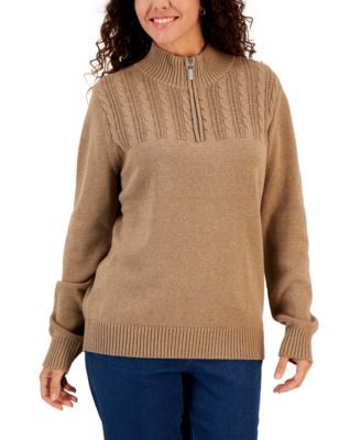 Women's Cable-Knit Cotton Sweater, Created for Macy's