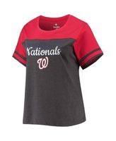Profile Heathered Charcoal And Red Washington Nationals Plus Size  Colorblock T-shirt in Pink