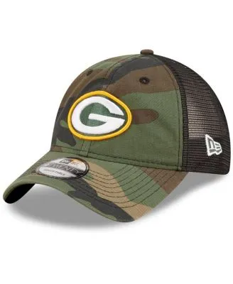 New Era Camo/Olive Green Bay Packers Historic Logo Trucker 9FIFTY Snapback Hat