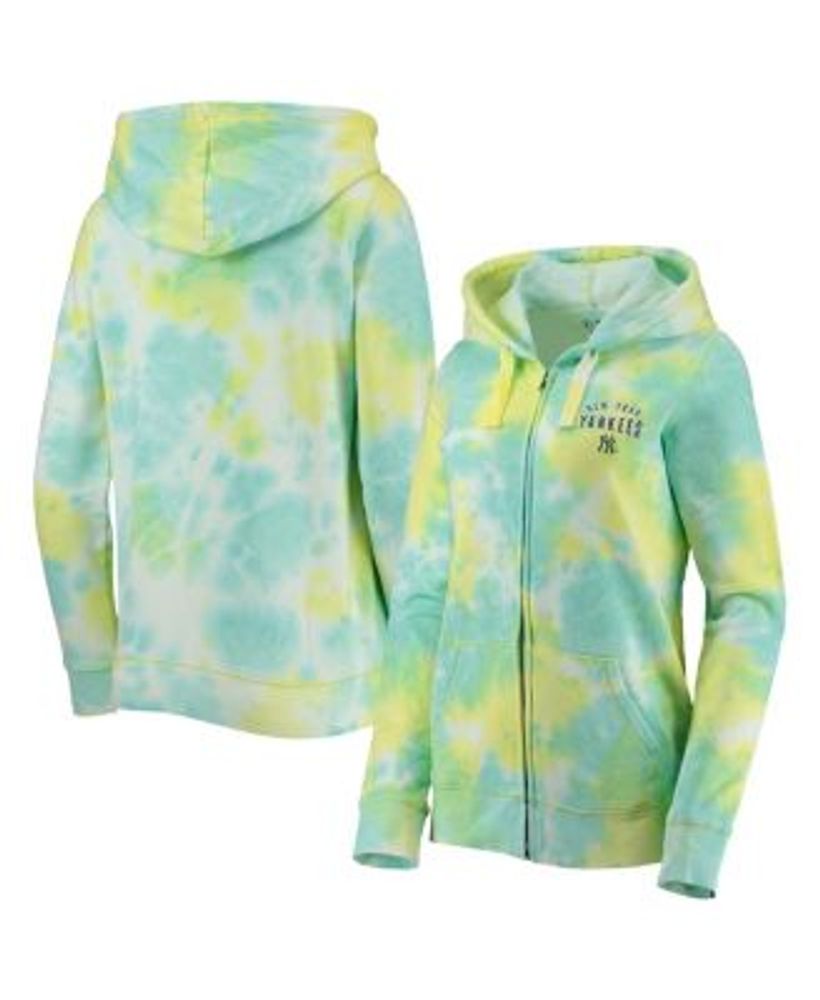 Women's Los Angeles Dodgers New Era White Tie-Dye Full-Zip Hoodie